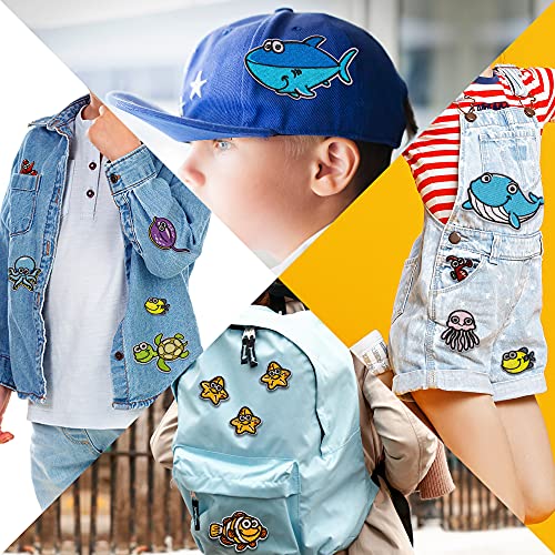 Parches Ropa，Muscccm 14 Pcs Vida Marina Termoadhesivos DIY Coser O Planchar En Los Parches Apliques Para Ropa Camiseta Jeans Sombrero Pantalon Bolsas Incluye Un Set De Kits De Costura