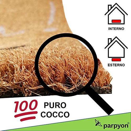 parpyon® Vulcano - Felpudo para entrada de casa, 40 x 70 cm, antideslizante, para interior de exterior, alfombras modernas de coco (Umore es)