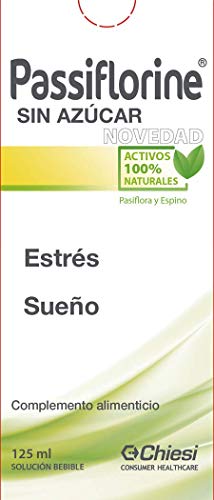 Passiflorine sin azucar Con ingredientes activos de Origen 100% Natural, Sin Azúcar, Solución Bebible, Sueño y estrés, 125 ml