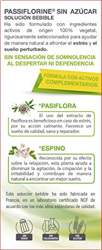 Passiflorine sin azucar Con ingredientes activos de Origen 100% Natural, Sin Azúcar, Solución Bebible, Sueño y estrés, 125 ml