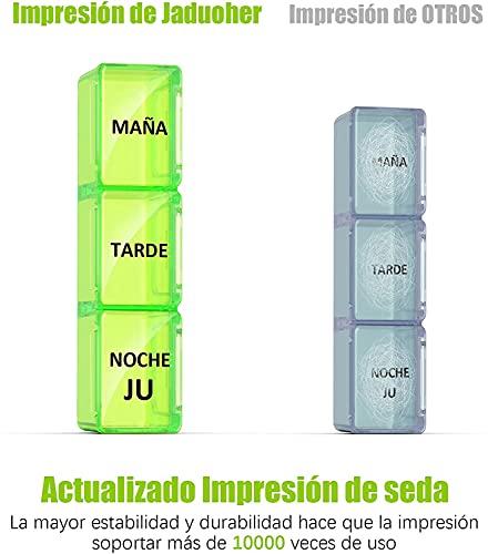 Pastillero Semanal 3 Tomas Español, Jaduoher Grande Organizador Medicamentos 7 Dias Diaria con 21 Compartimentos (Transparente)