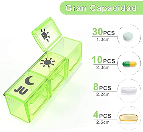 Pastillero Semanal Español 7 Dias, DOHIMGIO Grande Organizador Medicamentos 3 Tomas Diaria con 21 Compartimentos (Blanco)