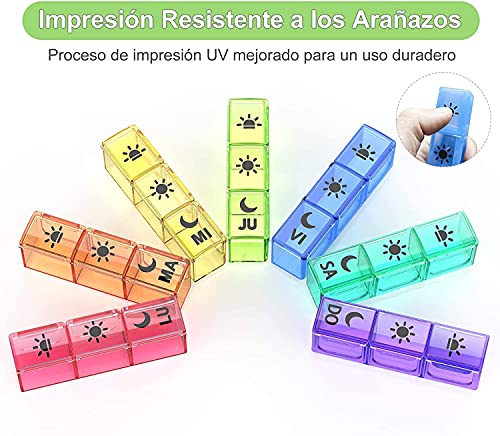 Pastillero Semanal Español 7 Dias, DOHIMGIO Grande Organizador Medicamentos 3 Tomas Diaria con 21 Compartimentos (Blanco)