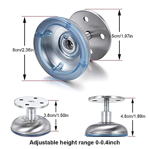 Patas para Muebles de Acero Inoxidable, 4 Piezas Pies de Sofá Ajustables de Acero Inoxidable, Pies de Sofá Ajustables, con Alfombrilla de Goma, para Mesa, Armario, Sofá, Cama (Plateado)