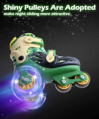 Patines Niña 4 Ruedas Ajustables con Luz LED Patines Niño Apto para Principiantes Patines 4 Ruedas Niña Puede Ser Usado en Interiores y Exteriores Patines 4 Ruedas(Camuflaje S)