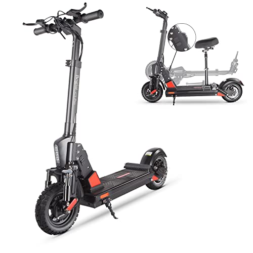 Patinete Electrico Adultos Carga 180kg, Largo Alcance 40-45km, 500W Patinete Eléctrico, Velocidad Máxima 45km/h, 10 '' Neumáticos Todoterreno Patinete Electrico con Asiento - C1pro (Negro)