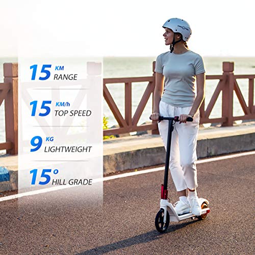 Patinete Eléctrico Plegable Patinetes Electricos 15km, Neumáticos sólidos de 8", Super Light 8.9Kg Scooter Electrico para Niños, Adolescentes y los Adultos, con Bolsa de Patinete, Kirin Mini 2