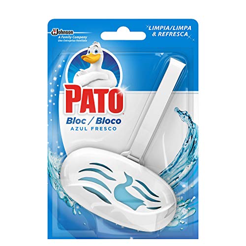 PATO Bloc Limpiador y Ambientador Para Inodoro, Colgador + Recambio, Azul Fresco, Pack de 6 Unidades