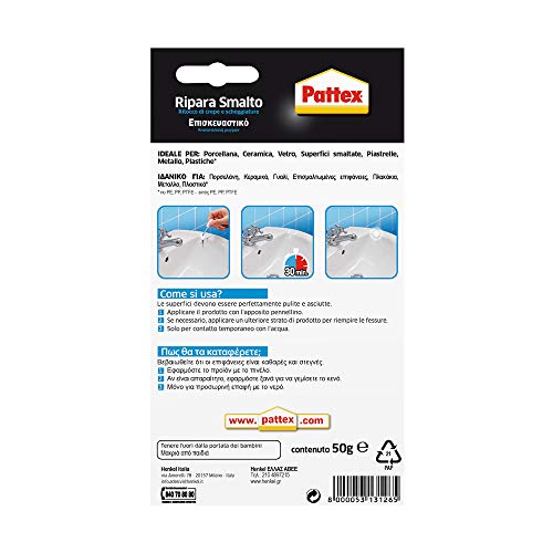 Pattex - 1864536 de silicona acético, reparaciones de baño de esmalte sano, 50g