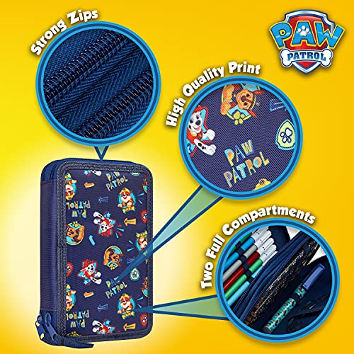 Paw Patrol Estuche Escolar, Material Escolar de la Patrulla Canina, Estuche Colores Con 2 Compartimentos