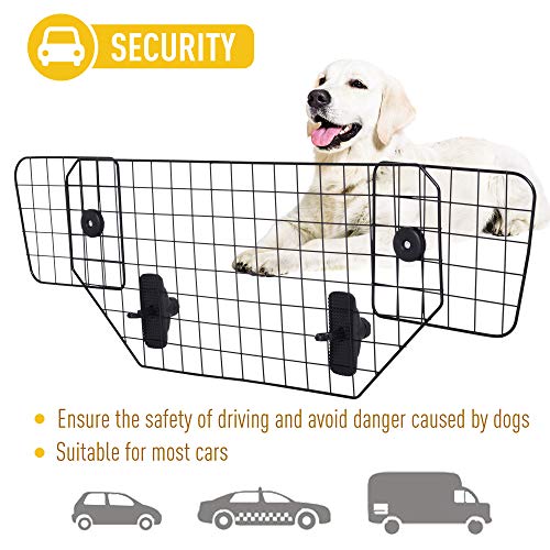 Pawhut Rejilla Separador Perro Coche Extensible Universal Reja de Seguridad Barrera para Perro y Maletas Mascota Apoyo para Cabeza 89-122x41cm Acero