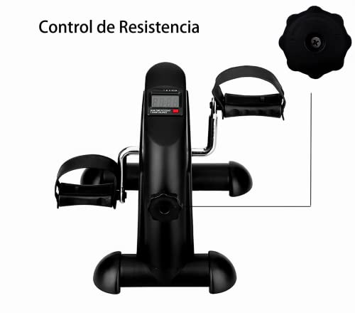 Pedales Estaticos - Pedaleador Estaticos - Mini Bicicleta Estáticas - Máquinas de Piernas - Ejercitador de Pedal para Entrenamiento de Brazos y Piernas con Pantalla LCD (NEGRO BRILLO)