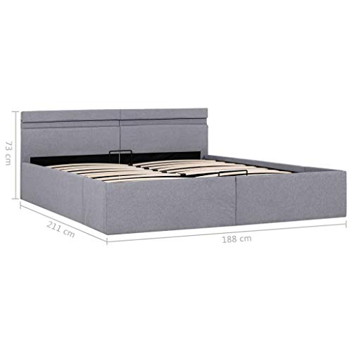 pedkit Cama Hidráulica con Almacenaje y LED Camas de Matrimonio Cama con Cabecero Tela Gris Claro 180x200 cm