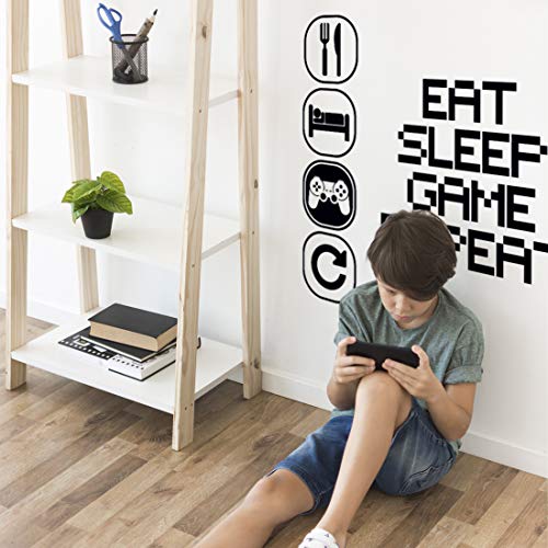 Pegatina de pared arte juegos niños dormitorio pegatinas comer sueño juego repetir habitación accesorios niño decoración gamer calcomanías carteles niño dormitorio niños grafiti papel pintado