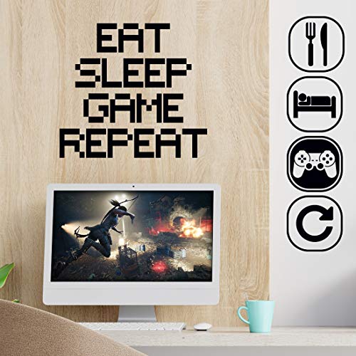 Pegatina de pared arte juegos niños dormitorio pegatinas comer sueño juego repetir habitación accesorios niño decoración gamer calcomanías carteles niño dormitorio niños grafiti papel pintado