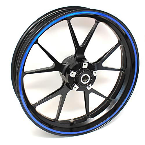 Pegatina para llanta borda ancho 7mm cromo holograma tira decorativa con herramienta de montaje 16" 17" 18" 19" para motocicleta, coche, bicicleta (holograma azul)