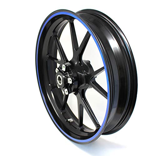 Pegatina para llanta borda ancho 7mm cromo holograma tira decorativa con herramienta de montaje 16" 17" 18" 19" para motocicleta, coche, bicicleta (holograma azul)