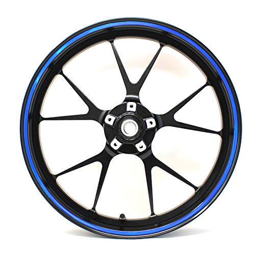 Pegatina para llanta borda ancho 7mm cromo holograma tira decorativa con herramienta de montaje 16" 17" 18" 19" para motocicleta, coche, bicicleta (holograma azul)