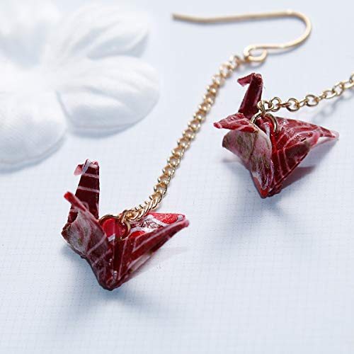 pendientes de la grúa de Origami Miniblings aves grúas de papel Senbazuru - joyería hecha a mano de plata de la manera Pendientes plateado I