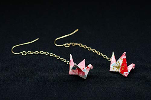 pendientes de la grúa de Origami Miniblings aves grúas de papel Senbazuru - joyería hecha a mano de plata de la manera Pendientes plateado I