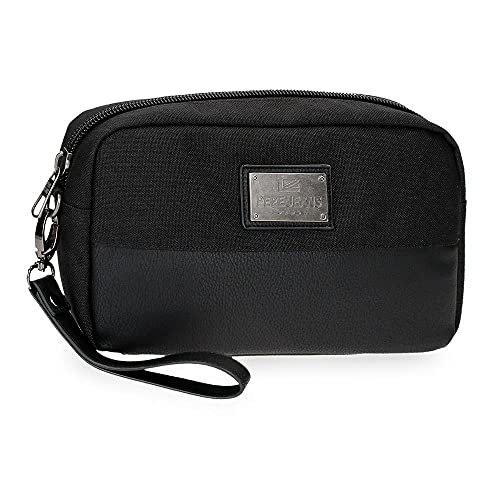 Pepe Jeans Scratch Bolso de Mano Negro 24,5x15x6 cms Poliéster