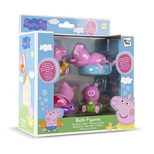 Peppa Pig Juguete de baño con 4 figuras de Peppa Pig que flotan en agua; Para bebé, niño y niña de +18 meses