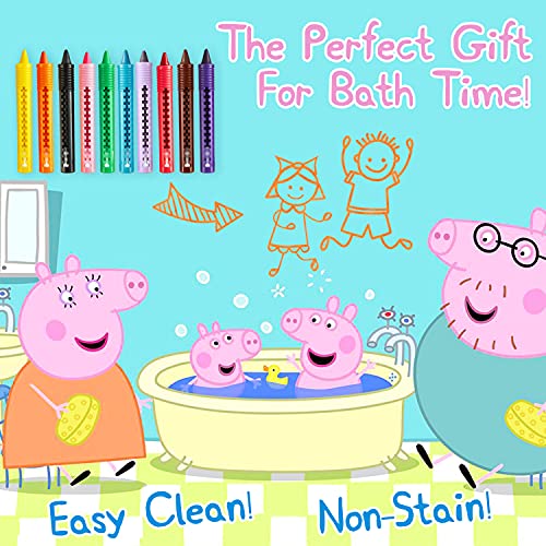 Peppa Pig Juguetes Baño Bebe, Ceras de Colores para Niños, Juguetes Bañera, Rotuladores Bañera Lavables