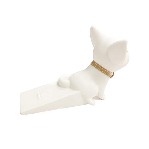 Perfecbuty Multicolor Gato Adorable Topes para Puertas de Silicona, Antideslizante, Creativo, Seguros Cuñas de Puerta De Dibujos animados Protectores de Dedo para Casa Oficina (Blanco)