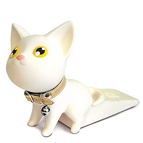 Perfecbuty Multicolor Gato Adorable Topes para Puertas de Silicona, Antideslizante, Creativo, Seguros Cuñas de Puerta De Dibujos animados Protectores de Dedo para Casa Oficina (Blanco)