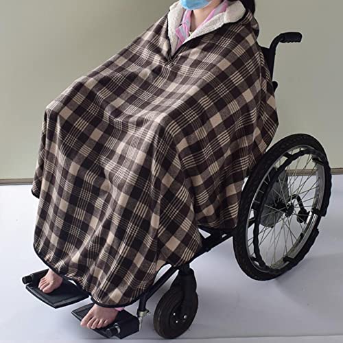 perfeclan Poncho para silla de ruedas Cálido felpa Cómodo y suave Capa de lluvia para el hogar de ancianos Tamaño universal