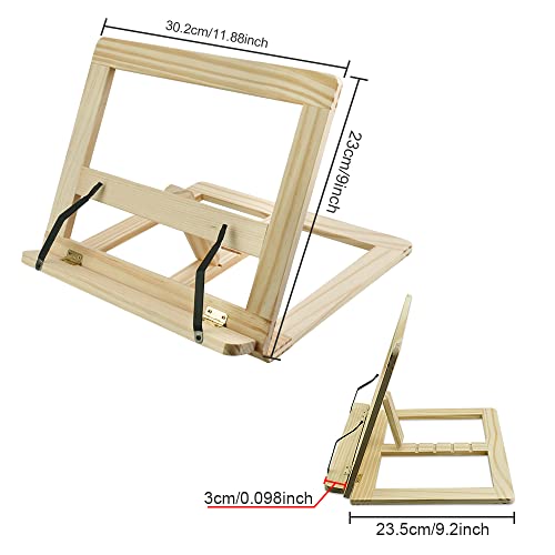 PERFETSELL Atril de Madera para Libros Soporte para Libros Atril Plegable Estudio Atril Libro Cocina Soporte Libros Madera Atril de Madera Sujetalibros Ajustable para Libros Folios Tablets 30,2x23 cm