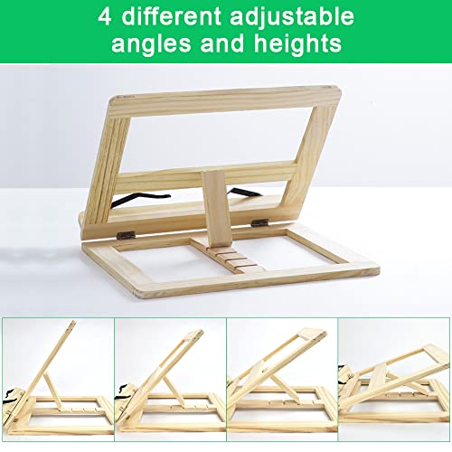 PERFETSELL Atril de Madera para Libros Soporte para Libros Atril Plegable Estudio Atril Libro Cocina Soporte Libros Madera Atril de Madera Sujetalibros Ajustable para Libros Folios Tablets 30,2x23 cm