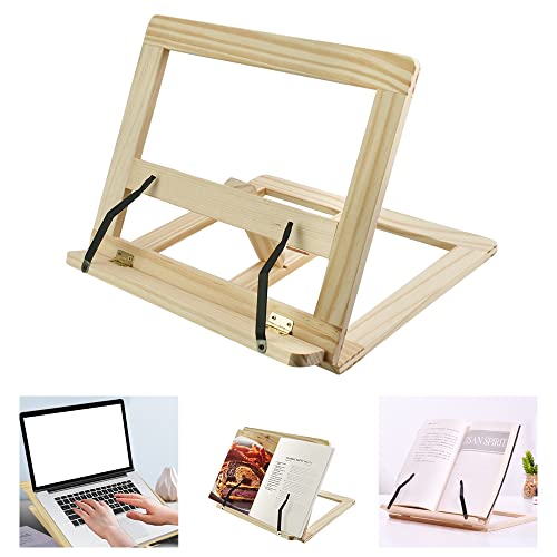 PERFETSELL Atril de Madera para Libros Soporte para Libros Atril Plegable Estudio Atril Libro Cocina Soporte Libros Madera Atril de Madera Sujetalibros Ajustable para Libros Folios Tablets 30,2x23 cm