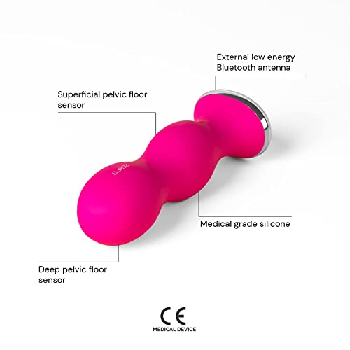 Perifit - Ejercitador de Kegel con aplicación | Entrenador del suelo pélvico | Fortalece tu suelo pélvico, mejora el control de la vejiga y agiliza la recuperación postparto | Rosa