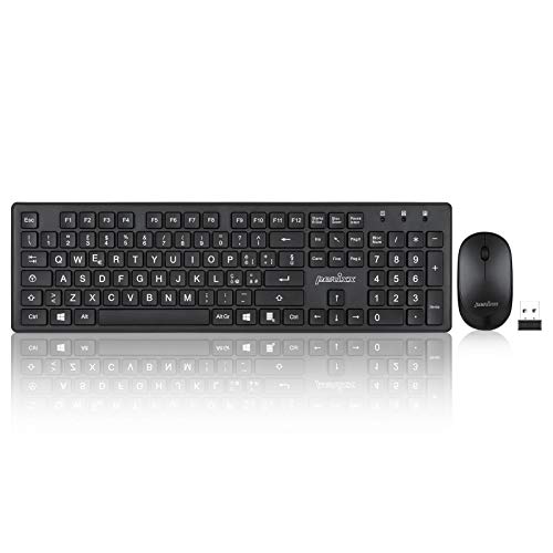 Perixx PERIDUO-717 - Juego completo inalámbrico compuesto por teclado con letras grandes y ratón, negro, diseño italiano