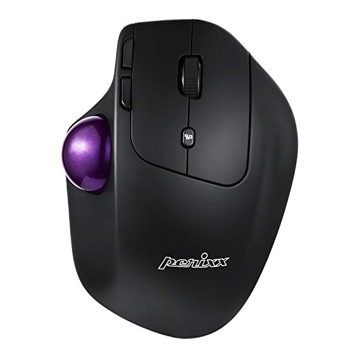 Perixx PERIMICE-720 Ratón Trackball Ergonómico inalámbrico 2.4 GHz y Bluetooth , Ángulo Ajustable, 2 Niveles dpi, Negro