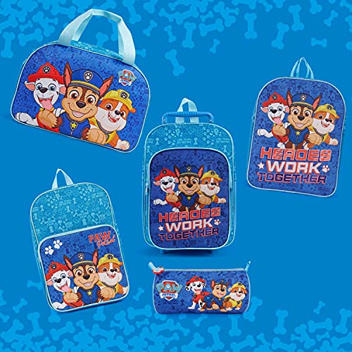 PERLETTI Bolsa Deporte Infantil Niño Paw Patrol con Bandolera - Bolso Deportivo para Niños Viajes y Tiempo Libre con Estampa Chase Marshall y Rubble - Mochila Gimnasio para Pequeños Azul - 28x41.5x21