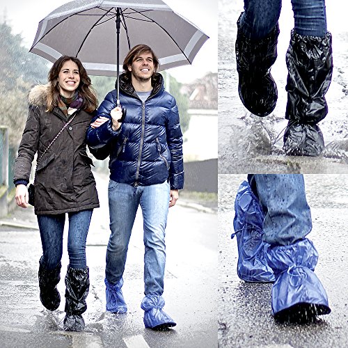 PERLETTI Cubrecalzado Impermeable de PVC - Resistente y Reutilizable - con Suela Antideslizante - galochas para Lluvia, Nieve y Fango - Modelo bajo - Azul (M (40-42), Azul)