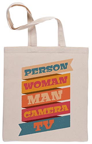 Person Woman Man Camera TV Bolsa De Compras Shopping Bag Beige