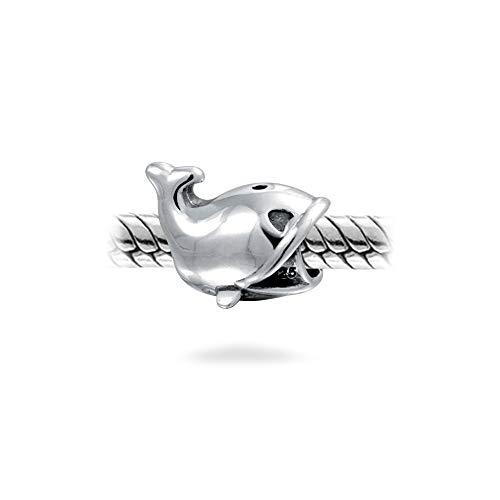 Pesca náutica Ocean Sea Whale Charm Bead For Women For Teen Oxidized .925 Sterling Silver Fits European Bracelet