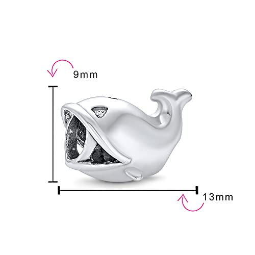 Pesca náutica Ocean Sea Whale Charm Bead For Women For Teen Oxidized .925 Sterling Silver Fits European Bracelet