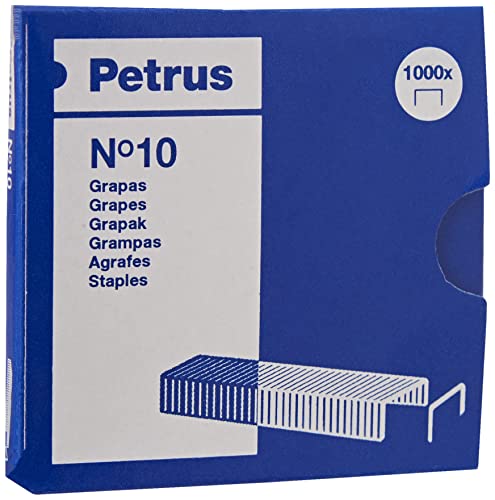 Petrus Grapas, 10 hojas, Largo 4 mm, 1000 grapas, Modelo 10, 55706