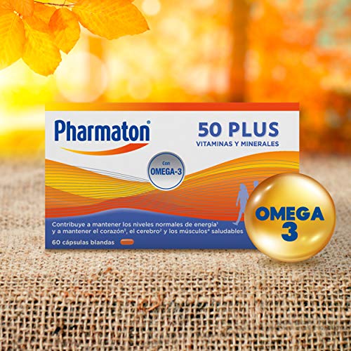 Pharmaton 50+ - Multivitamínico con Omega 3 - 60 cápsulas - Ayuda a mantener la energía a partir de los 50 años