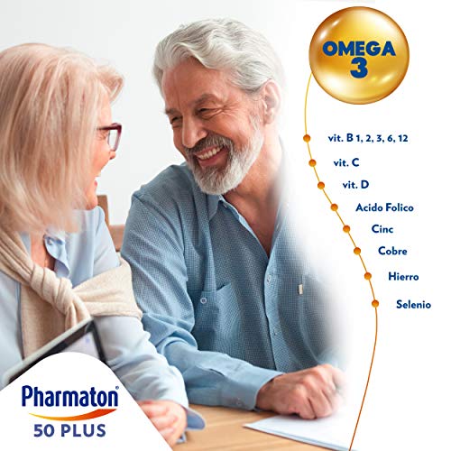 Pharmaton 50+ - Multivitamínico con Omega 3 - 60 cápsulas - Ayuda a mantener la energía a partir de los 50 años