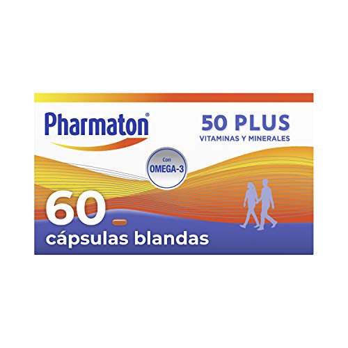 Pharmaton 50+ - Multivitamínico con Omega 3 - 60 cápsulas - Ayuda a mantener la energía a partir de los 50 años