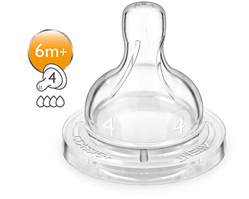 Philips Avent SCF634/27 - Tetina de silicona anti-cólicos con flujo rápido, compatibles con el biberón Classicm 6m+