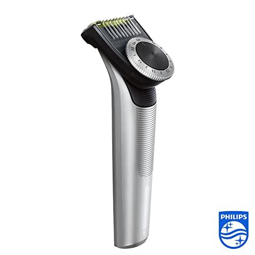 Philips OneBlade Pro QP6520/30 - Recortador de Barba con Peine de Precisión de 14 Longitudes y Base de Carga, Recorta, Perfila y Afeita, Recargable, Plata