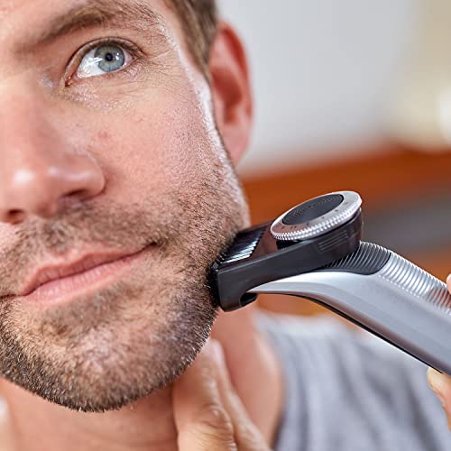 Philips OneBlade Pro QP6520/30 - Recortador de Barba con Peine de Precisión de 14 Longitudes y Base de Carga, Recorta, Perfila y Afeita, Recargable, Plata