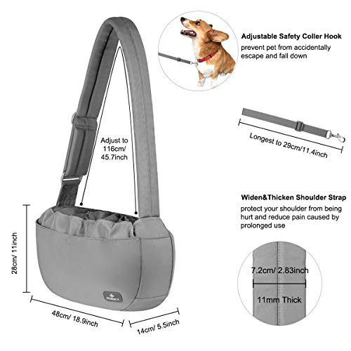 Philorn Bolsa Bandolera de Transporte para Mascota Manos Libres, Transportín Bolsa Portador de Viaje para Mascota, Bolso de Hombro Acolchada Ajustable para Perro Gato de Hasta 30lbs - Muchos Bolsillos