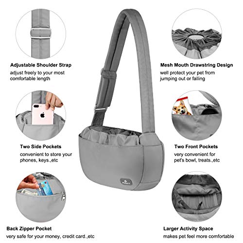 Philorn Bolsa Bandolera de Transporte para Mascota Manos Libres, Transportín Bolsa Portador de Viaje para Mascota, Bolso de Hombro Acolchada Ajustable para Perro Gato de Hasta 30lbs - Muchos Bolsillos